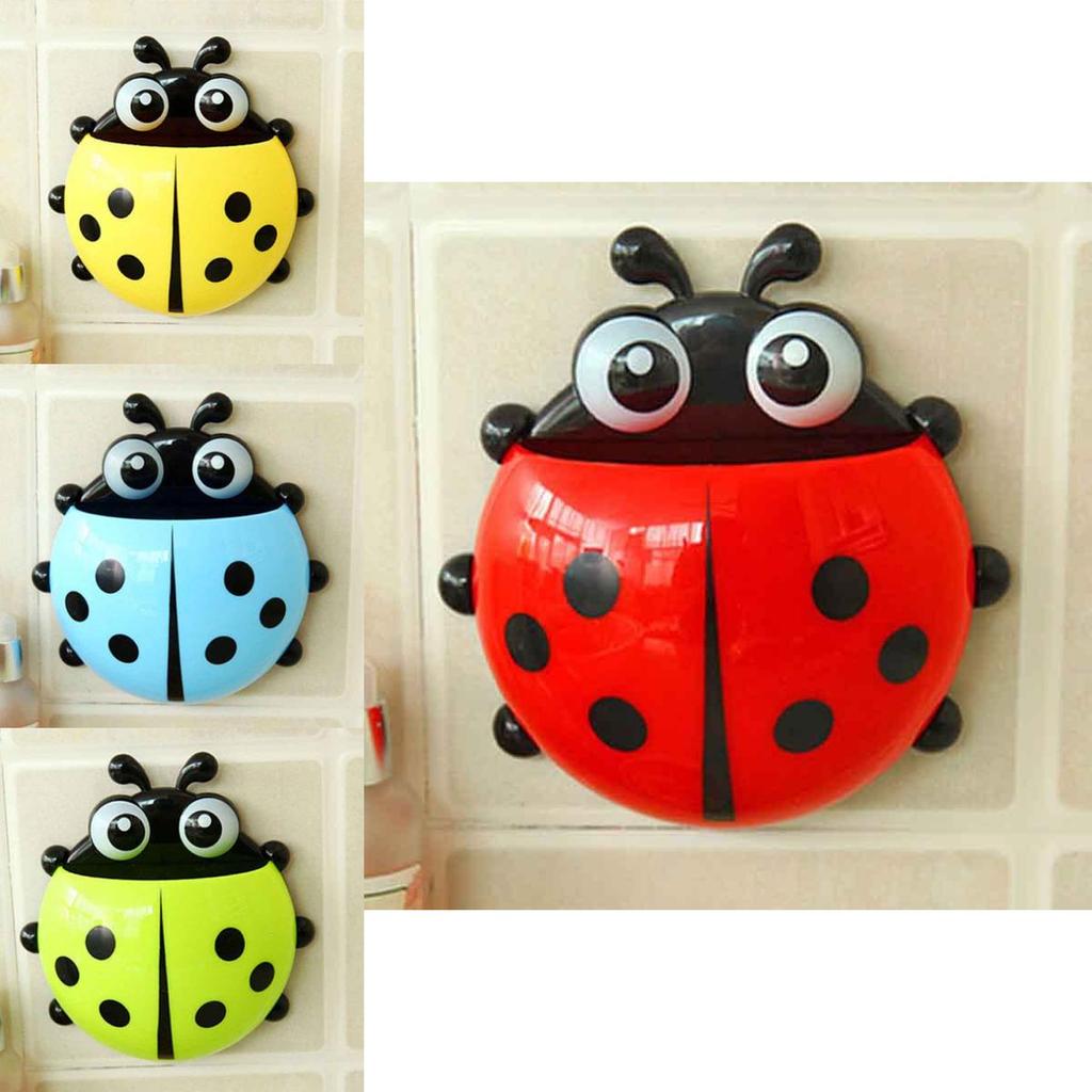 Adorable Ladybug Cartoon Toothbrush Holder With Charming Bathroom Wall Suction