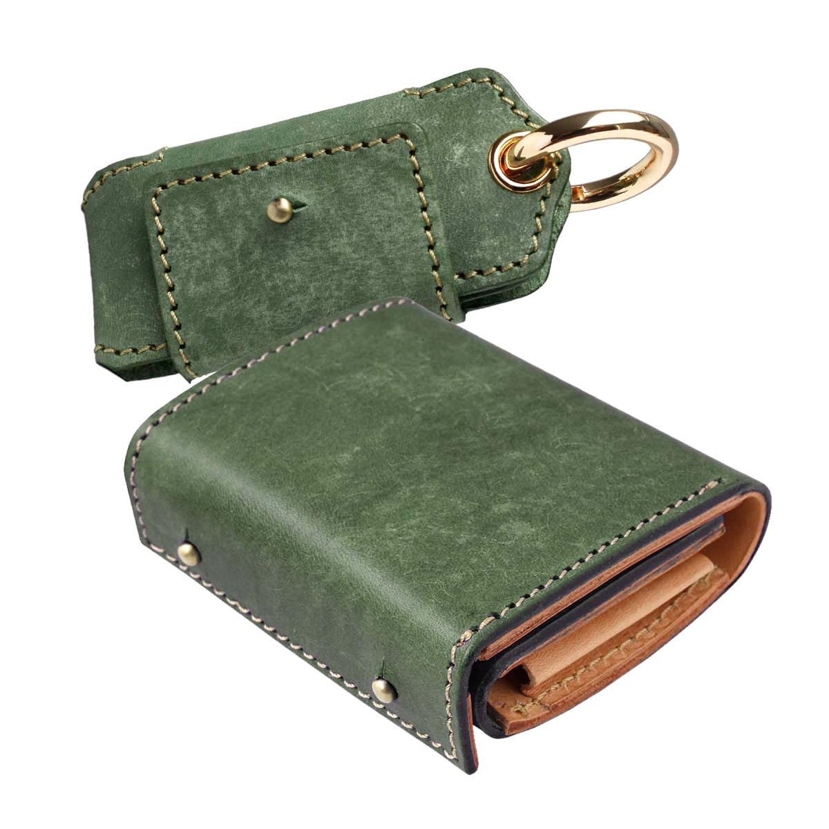 

шкіряний компактний справжній італійський набір гаманців для монет [Days Art] Гаманець у формі книги, мульти-ключниця, подарунок, гаманець, гаманець, чоловічий, жіночий, унісекс, шкіряний, зелений