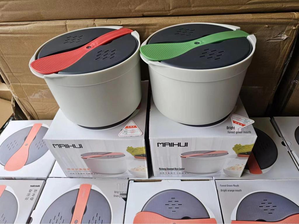 Portable Double-Layer Microwave with Lunch Spoon, Rice Steamer, Large Capacity Soup & Rice Cooker.