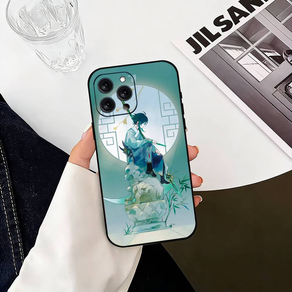 G-Genshin Impact Xiao Phone Case For iPhone 17, 16,15,14,13,12,11 Plus,Pro Max, Others Soft Black Cover
