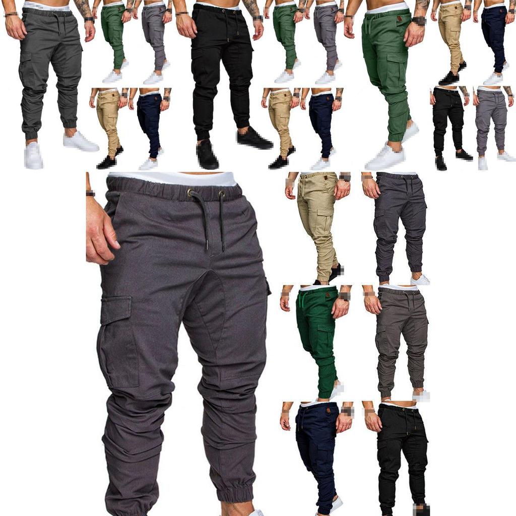 Mens Urban Fashion Slim Fit Zipper Shirring Twill Cargo Jogger Pants In Premium Quality Cotton Blend