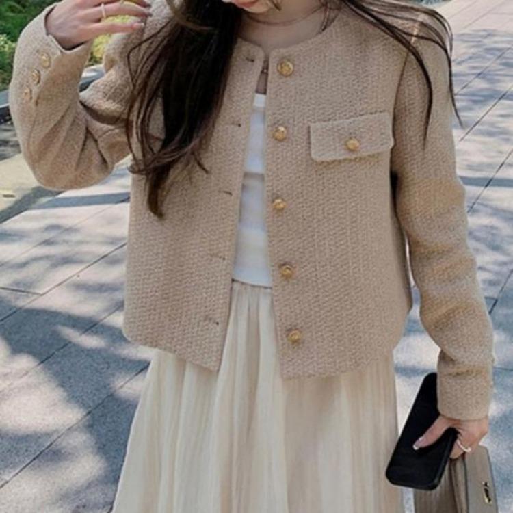 Fall Spring Women Cardigan Coat Single Breasted Long Sleeve Solid Color Loose OL Commuting Style Dating Shopping Jacket