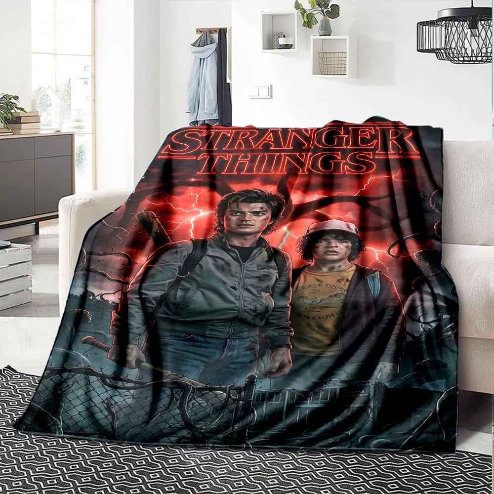 1pc Stranger Things Shadows Tomorrow Flannel Blanket,Ultra Soft Warm Plush Throw for Home Bedroom Bed Sofa Cover Camping Picnic Gift Y72432