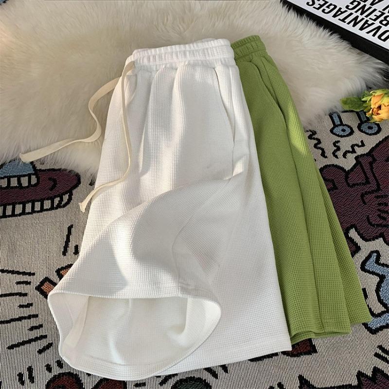 Summer Sports Shorts Women's High Waist Drawstring Loose Casual Straight Wide Leg Five-point Pants