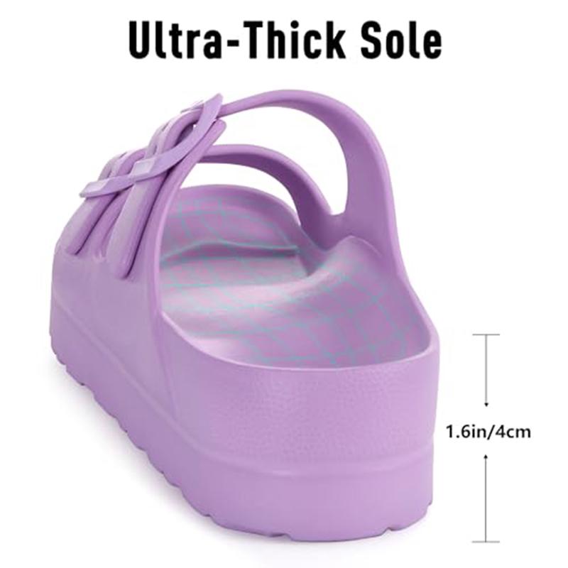 Fashion Comwarm Women's Platform Sandals with Arch Support Lightweight Foam Slip On Slides Summer Beach Sandals with Adjustable Buckle