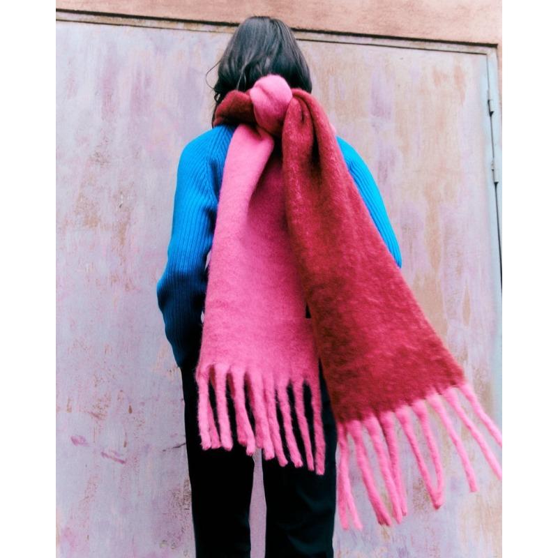 Autumn and Winter New Imitation Cashmere Gradient Color Matching Scarf Women's Mohair Thickened Warm Scarf Shawl