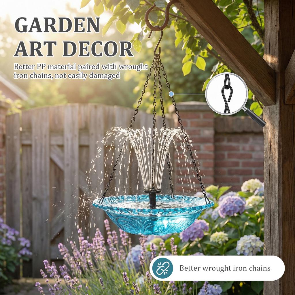 Solar Bird Bath Fountain Cascade Outdoor Hanging for Bird Drinking and Feeder For Garden Yard Decor Hummingbird Feeder