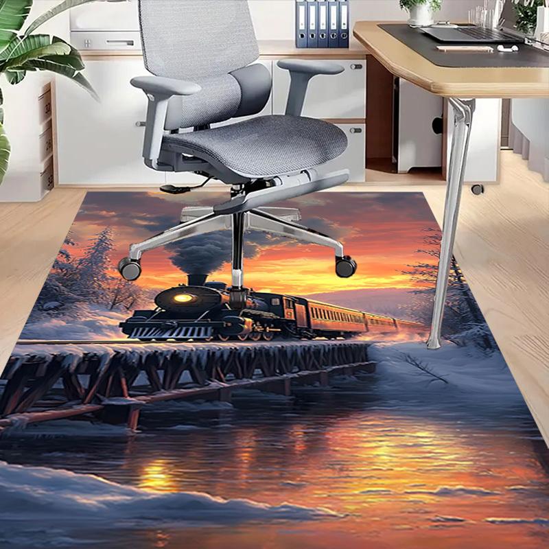 1PC train winter Carpet Office Rug Mat Home Decor Area Carpet Festival Gift Office desk chair carpet Longlasting Material