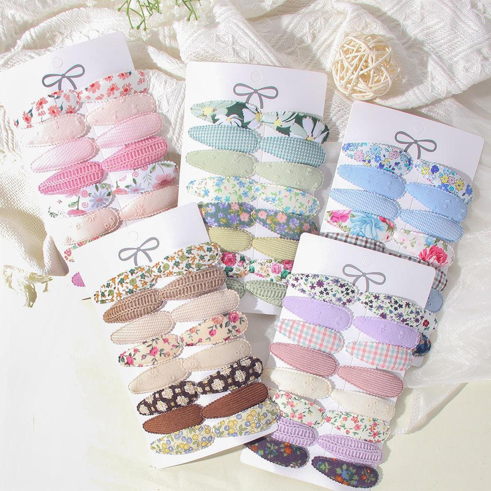 16Pcs GiftCotton Textured Girl Hair Clip BB Clip Cute Colorful Floral Candy Color Matching Kid Barrettes Baby Hair Accessory