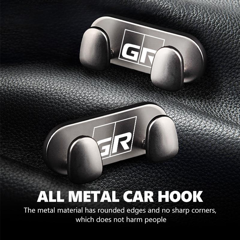 For Toyota Car Logo Metal Hooks Home Wall Double Hooks Interior Accessories Crown Yaris Corolla Prius Auris GR Avalon GR Camry
