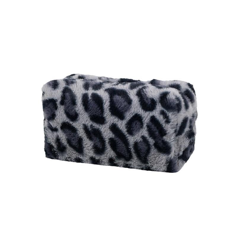 Astuccio Nero in Pelle e Borsa per Trucco da Donna: Grande Capacità, Custodia da Viaggio Portatile con Squisito Design a Macchie di Leopardo.