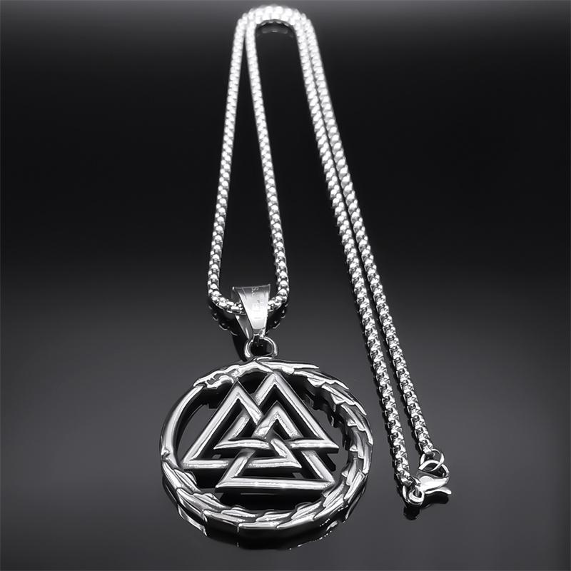 Viking Valknut Dragon Pendant Necklace for Women Men Stainless Steel Nordic Mythology Gothic Male Chain Biker Jewelry NZZ506S02