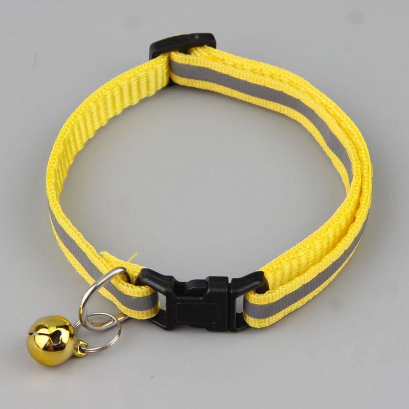 

Светоотражающий черный ошейник для питомца с пряжкой и колокольчиком - Подходит для собак и кошек жёлтый