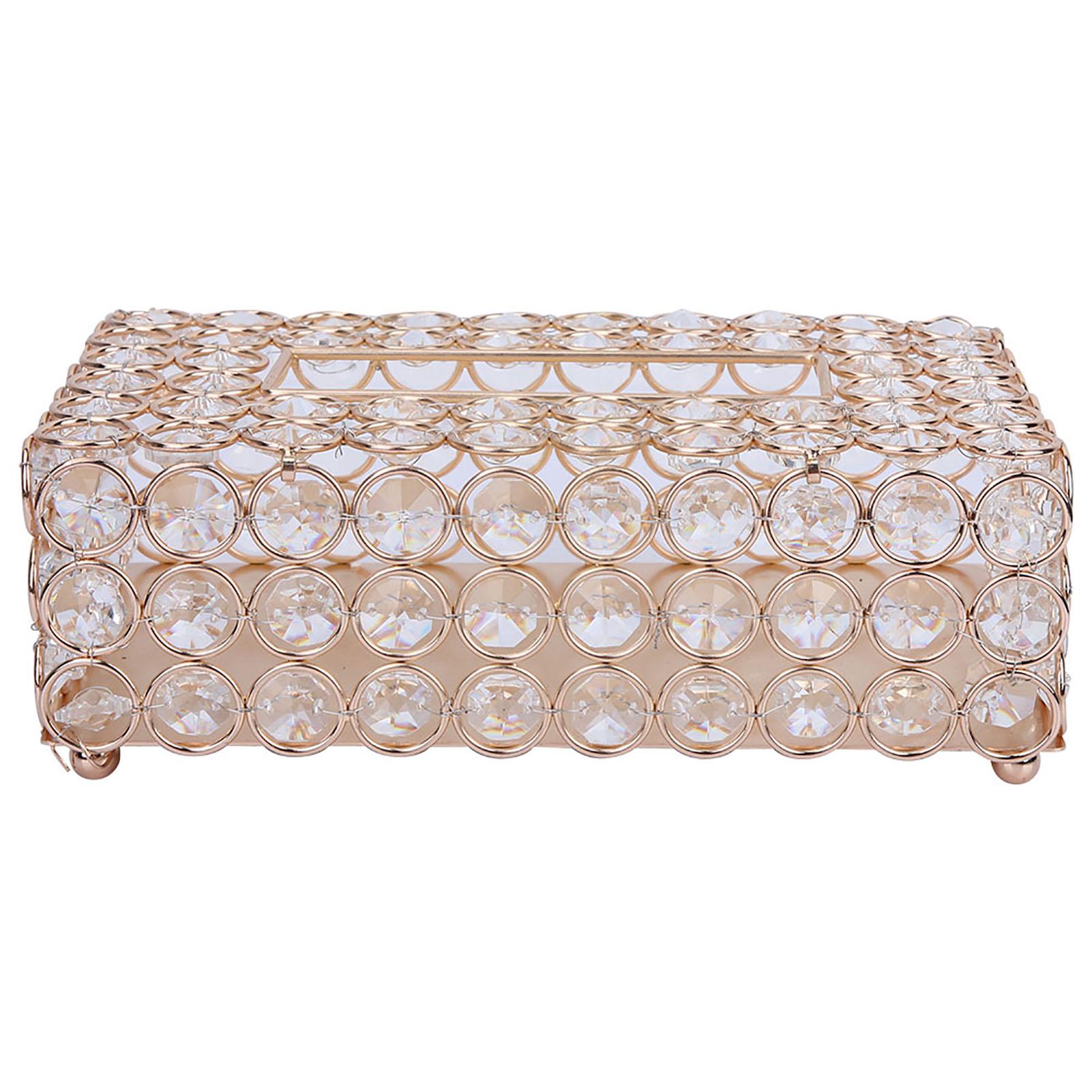 

Прямоугольный чехол для коробки с салфетками из искусственного хрусталя Держатель для хранения бумажных салфеток Домашний декор (Золото) золотой