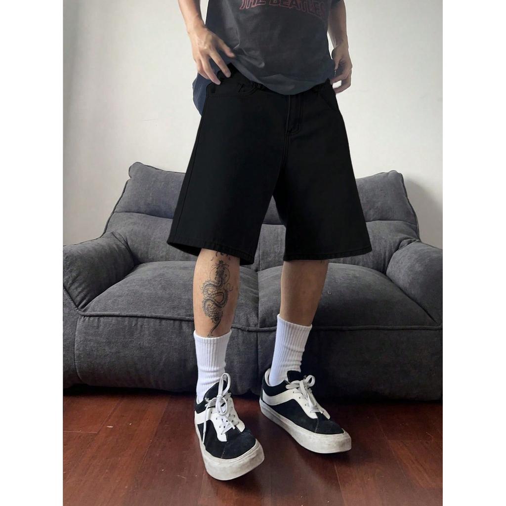 Summer Trend Niche Retro Denim Shorts Men's Loose Casual Trendy Brand Five Quarter Pants