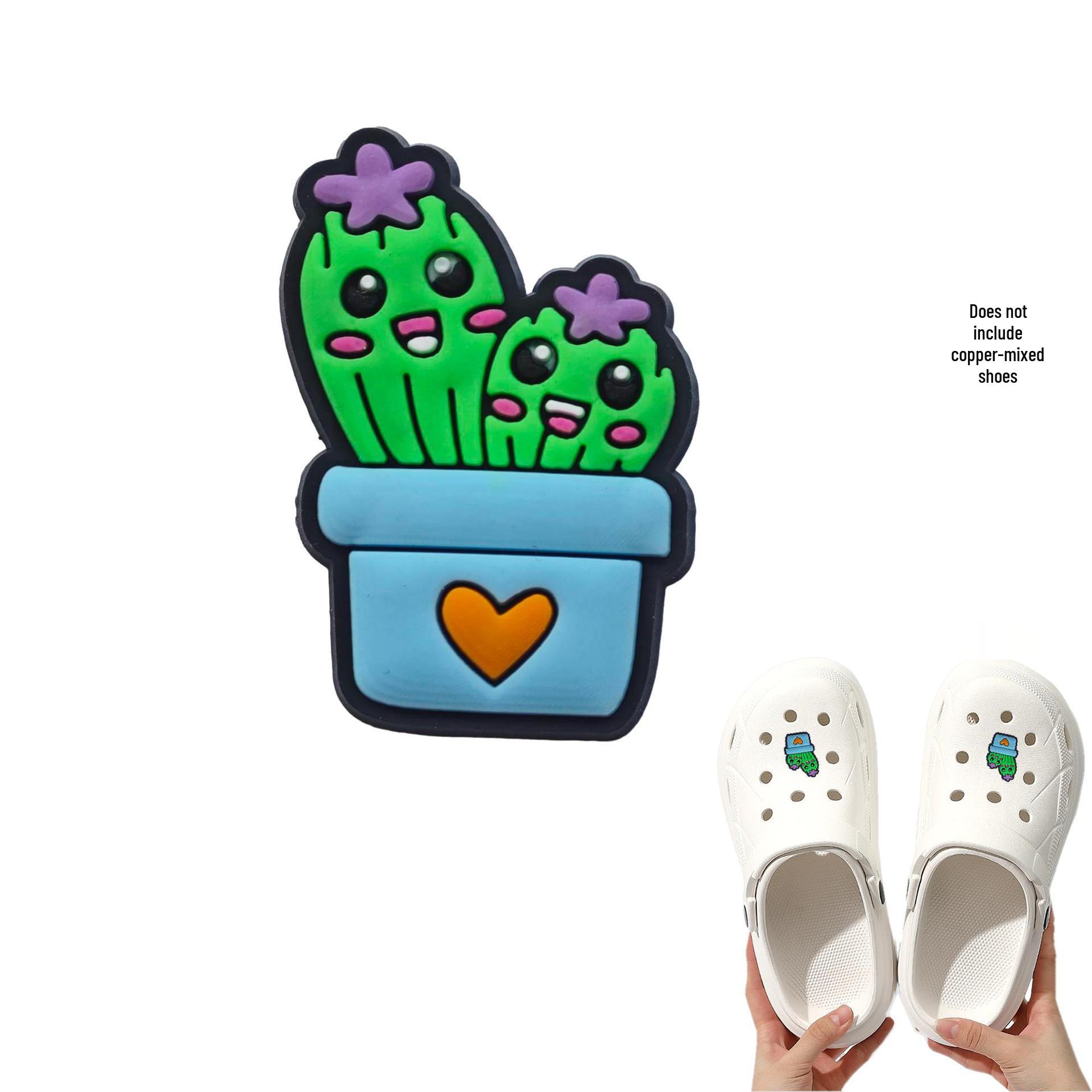 Cactus Cartoon Detachable Shoe Buckle Ornament - Cute Festival Party Accessory