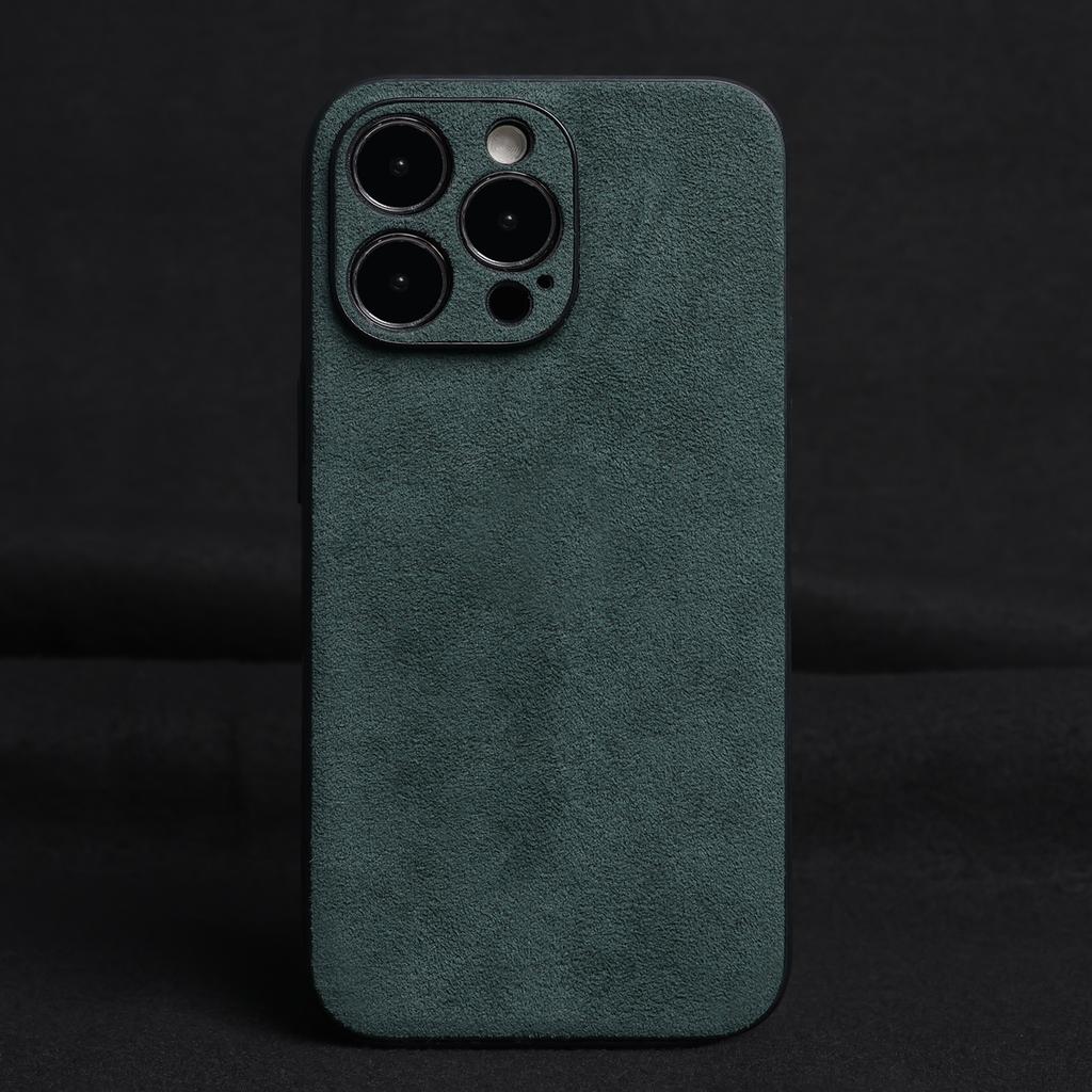 ALCANTAR Case for 17 Pro Max 16 15 14 13 Luxury Artificial Leather Supercar Suede Phone Cases Cover