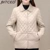 BITCED Diamond Pattern Oversized Loose-Fit Slimming Lightweight Cropped Cotton Jacket for Women