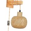 Bamboo Wall Sconce Bathroom Vanity Light, Rustic Decorative Farmhouse Hanging Lamp for Hallway