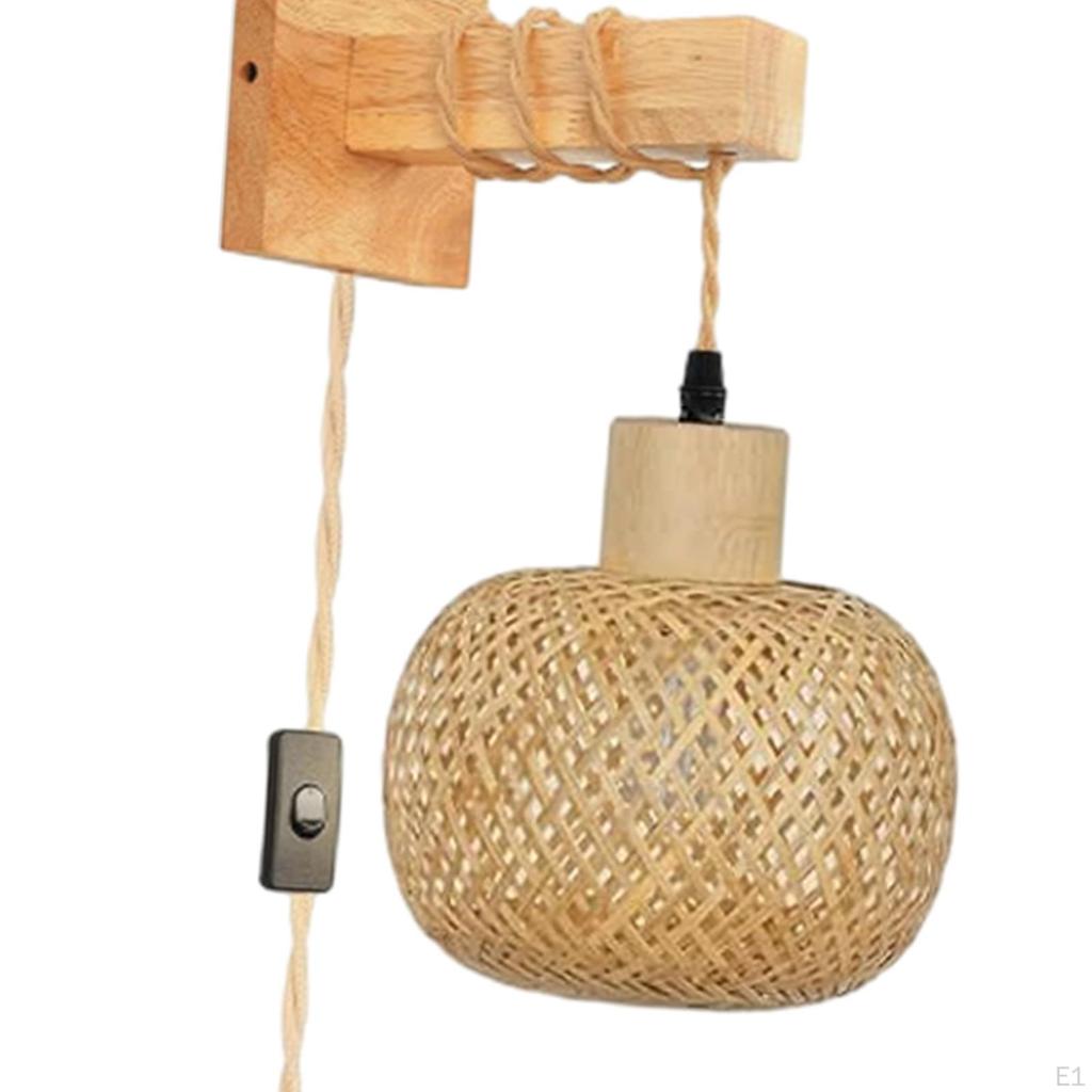 Bamboo Wall Sconce Bathroom Vanity Light, Rustic Decorative Farmhouse Hanging Lamp for Hallway