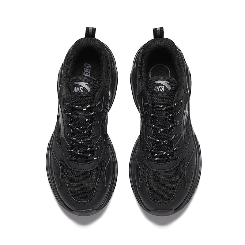 New Anta Little Chunky Height Increasing Lightweight Breathable Low Top Casual Shoes Men's Black 912528810-5