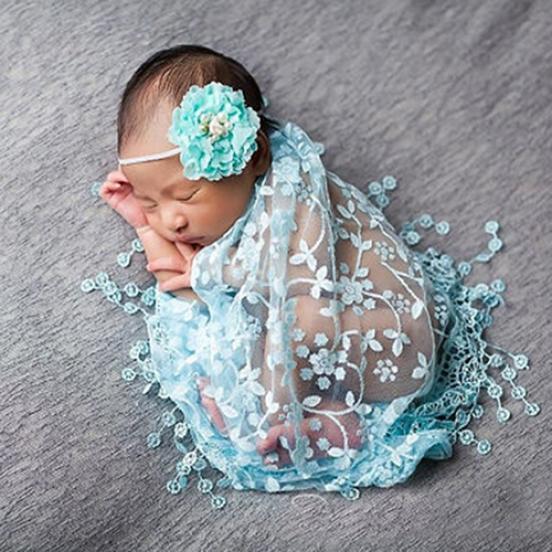 Ny Mjuk Spets Blommig Härlig Nyfödd Baby Foto Fotografi Rekvisita Tofs Tyg Bakgrund Bra Pris