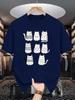 Unisex Crew Neck Tee Cute Doodle Cats Cartoon Art Graphic Print Soft Cotton Loose Short Sleeve Summer Casual Male Streetwear Tops