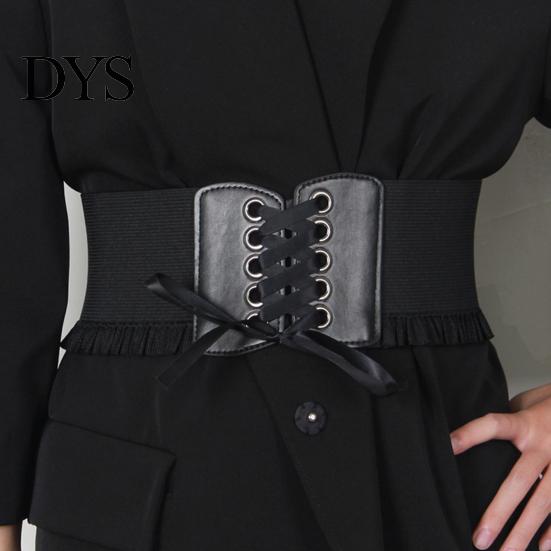 Women Wide Belt Corset Waist for Lace Up Tied Waspie Trendy Elastic Dresses Halloween Pirate Costume Accessory Retro Design