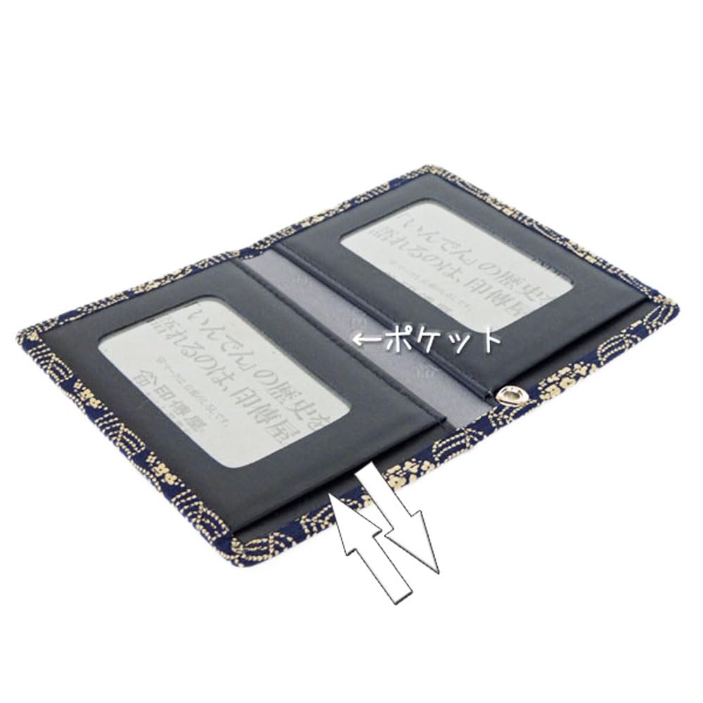 Držák průkazu Inden pro dojíždění 2527 průkazů G námořnická modrá jelení kůže x bílý lak hortenzie vzor xx 07cm průhledná kapsa 2 [Indenya] skládací 10,6 cm