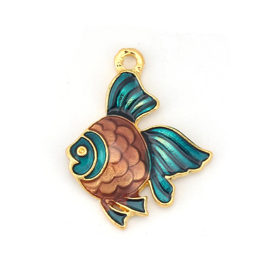 5PCs Ocean Jewelry Charms Fish Animal Enamel Pendants for DIY Necklace Bracelet Jewelry Making 23mm X18mm
