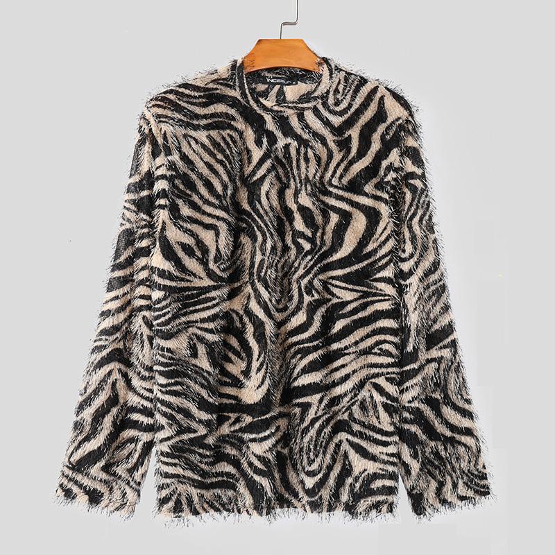 

INCERUN Мужская футболка с длинным рукавом и полосатым принтом, свободная, повседневная, с кисточками 5XL чёрный