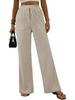 2026 High Waist Lace-Up Corduroy Barrel Pants with Pockets - Wide Leg, Casual, Elastic Long Pants