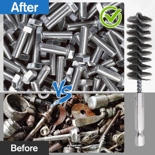 LEONTOOL Wire Brushes, 6.35mm Hex Shank, Set of 8, Stainless Steel Bore Brushes, Diameter 8, 9, 10, 11, 13, 15, 17, 19mm, Pipe Brush, Power Drill Brus