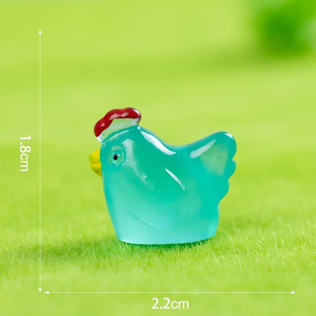 Luminous Rooster Resin Ornament: Colorful Small Animal Desktop Decor
