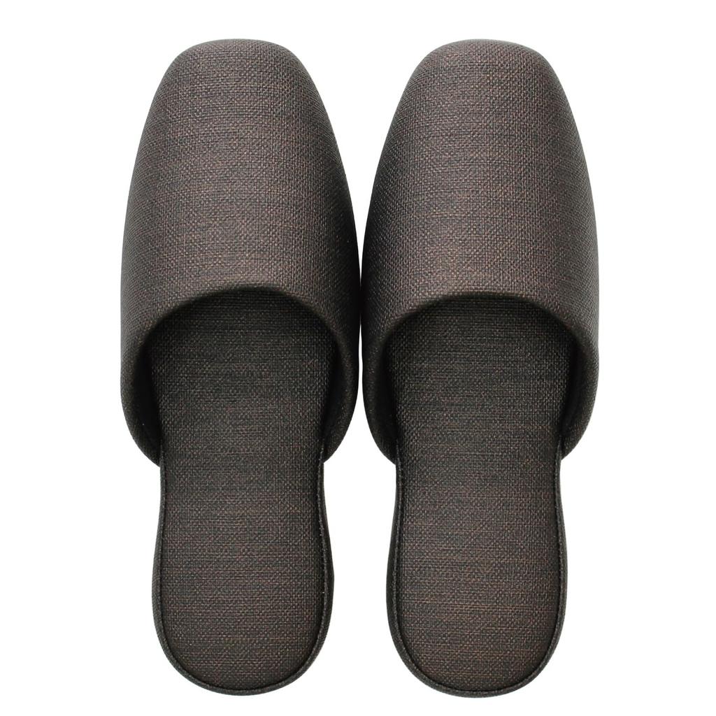 Strong Guest Vinyl Slippers Set of Slippers Fabric-Like (Large, Brown, 4)