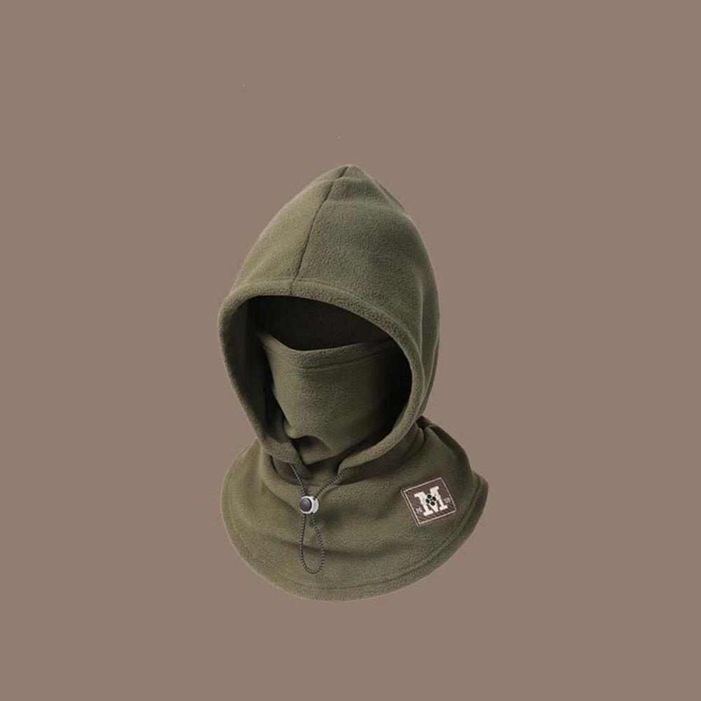 Warmer Hooded Neck Cap Drawstring Winter Pullover Cap Casual Fleece Balaclava Hat  Outdoor