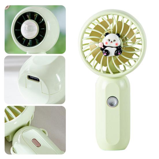 Handheld Fan Cartoon Panda Design Mini Portable USB Rechargeable Fan with Hanging Buckle Lightweight Quiet Motor Multiple Wind Speeds Cooling Fan