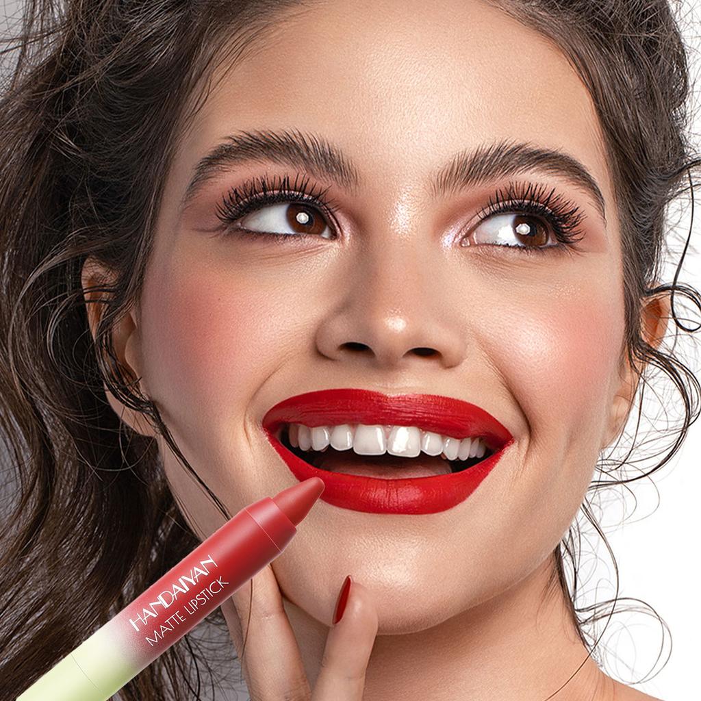 8pcs Matte Lipstick Crayon, Waterproof Long-Lasting Velvet Lip Liner Pencil, Non-Stick Cup Nude Red Lip Stick Makeup Cosmetics for Women