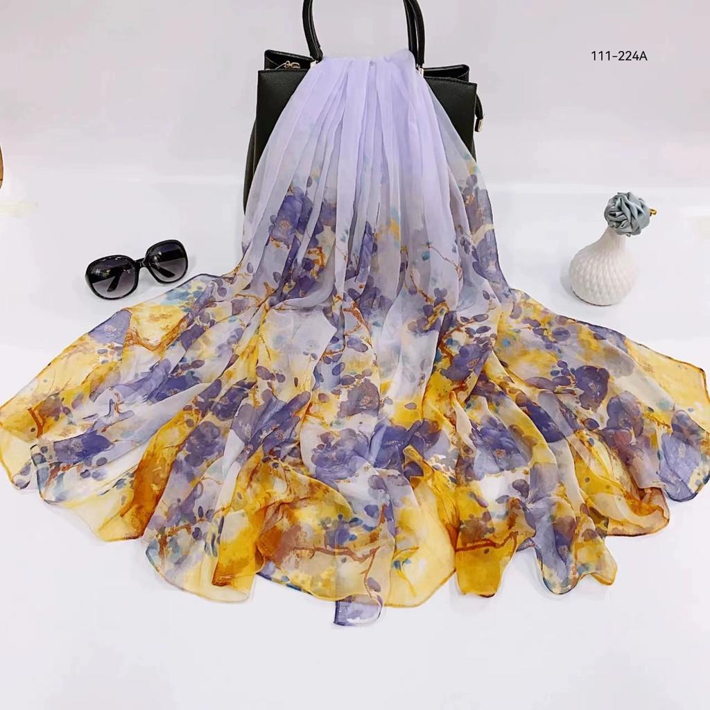 Silk Scarf Women Hijab Pashmina Long Beach Stoles Shawl Wrap Headbands Spring Warm Scarves Bandana Ladies Neckscarf Foulard