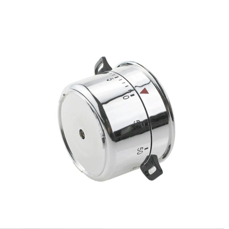 1Pcs Kitchen Timer Stainless Steel 60 Minutes Mechanical Timer Kitchen Cooking Countdown Reminder Time Manager Outdoor Tableware