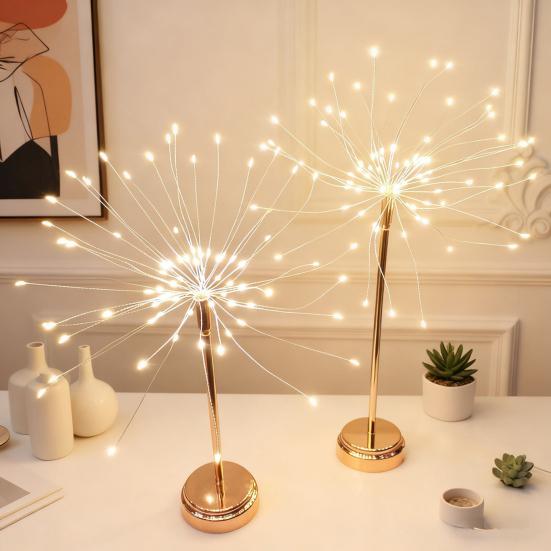 LED Copper Wire Lights 80 LED Christmas Fairy Tree Light Battery/USB Powered Table Starburst Light for Desk Centerpiece