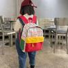 Korean Style Contrast Color Plaid Backpack Book Bag Cute Shoulder Bag Children School Bag  Children