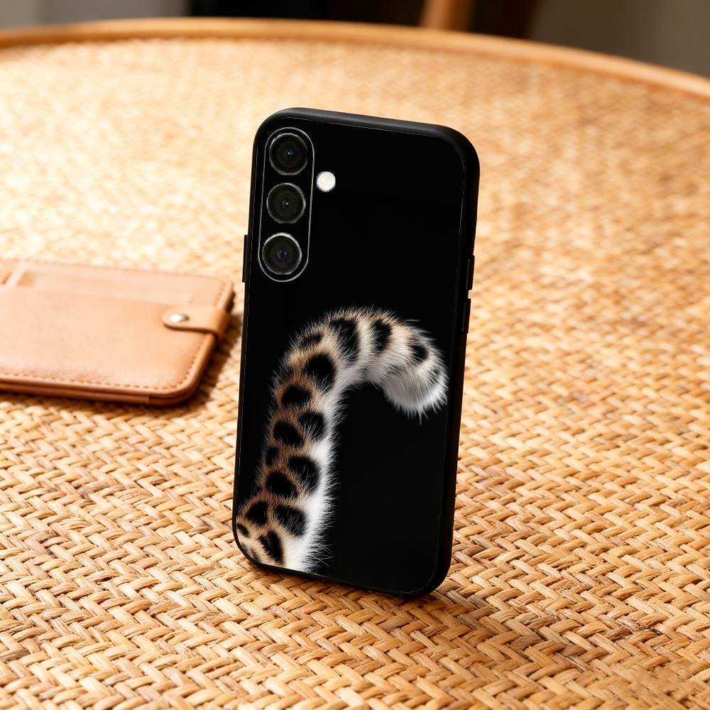 L-Luxury F-Fashion leopard Print  Phone Case For Samsung  A73,A21s,A22,A31,A32,A52,A53,A71,A80,Soft Black Shell
