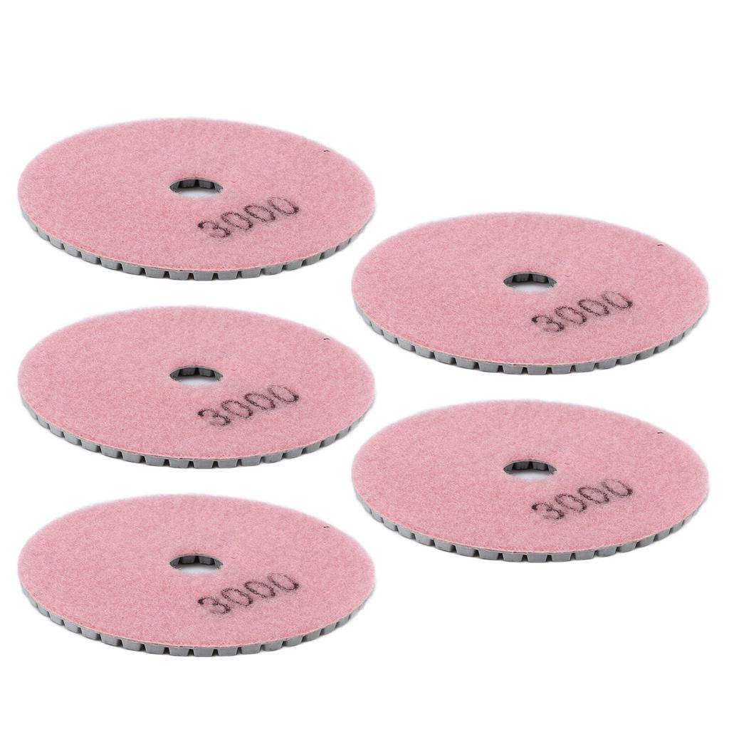 5Pcs 4in Diamond Wet Polishing Pads Soft Grinding Disc Kit for Marble Granite Ceramics3000 Grits