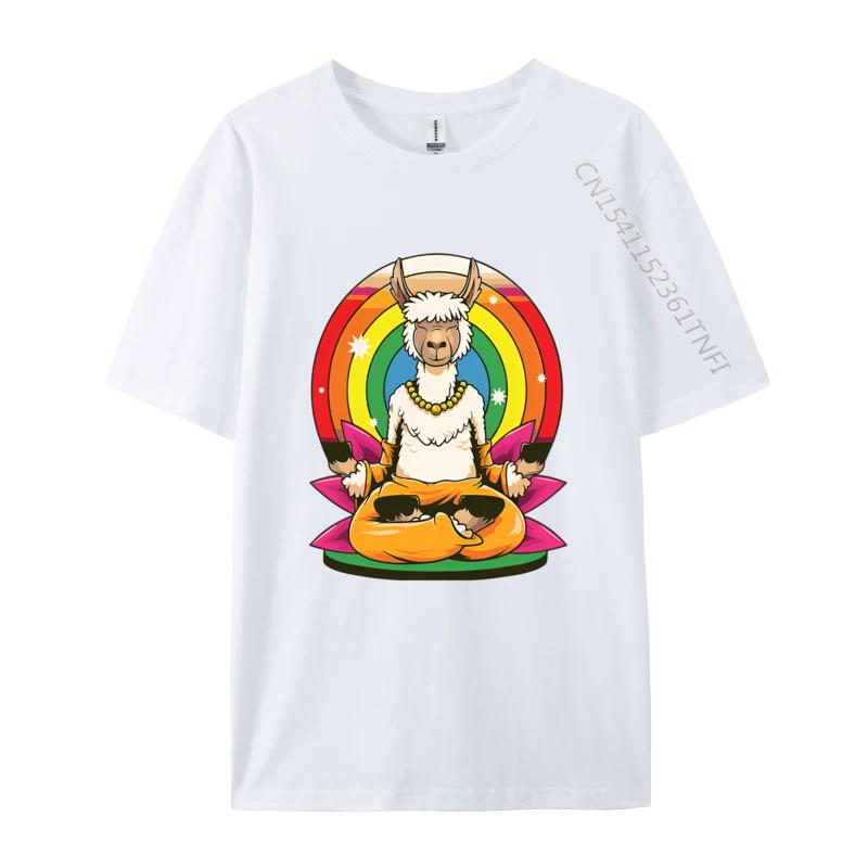Llama Yoga Llamaste Animal Yogi Pose Tshirts Retro Style Tshirt Premium Cotton Design New Tops Tees Discount Tops  Tees S