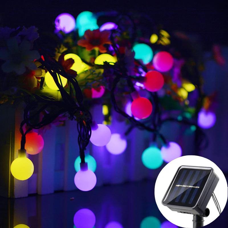 Solar Globe Ball LED String Lights 20/50/100 LED 8 Lighting Modes Wedding Fairy Light Christmas Garland Garden Party Decoration