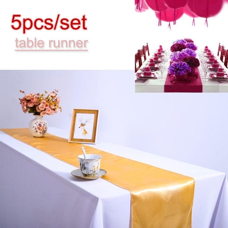 5pcs/set Table Runner Cloth Wedding Party Home Restaurant Venue Decor Supplies 30x275cm(12\ X 108\)