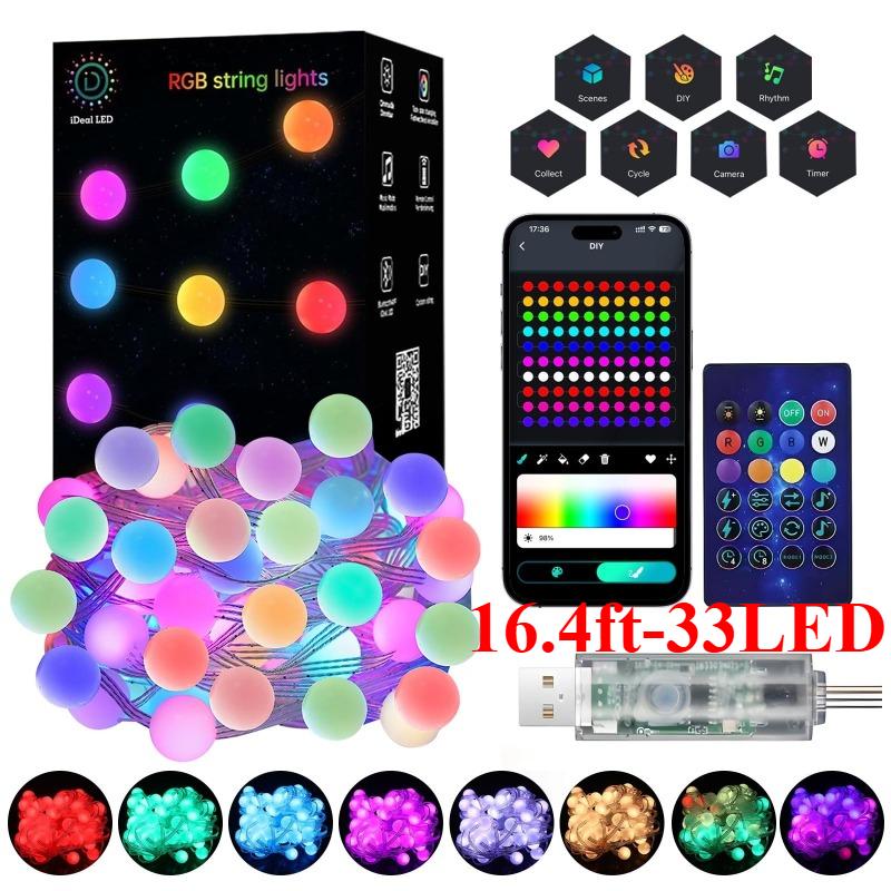 

Smart Color Changing Globe String Lights 16 Million Colored Fairy Lights APP Remote Control Music Sync Twinkle Light for Bedroom