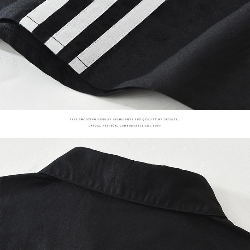 Korean Fashion Men Long Sleeve Shirt Street Style Stripes Patchwork Shirt Spring and Autumn Pure Cotton Casual Tops Youth White Shirt