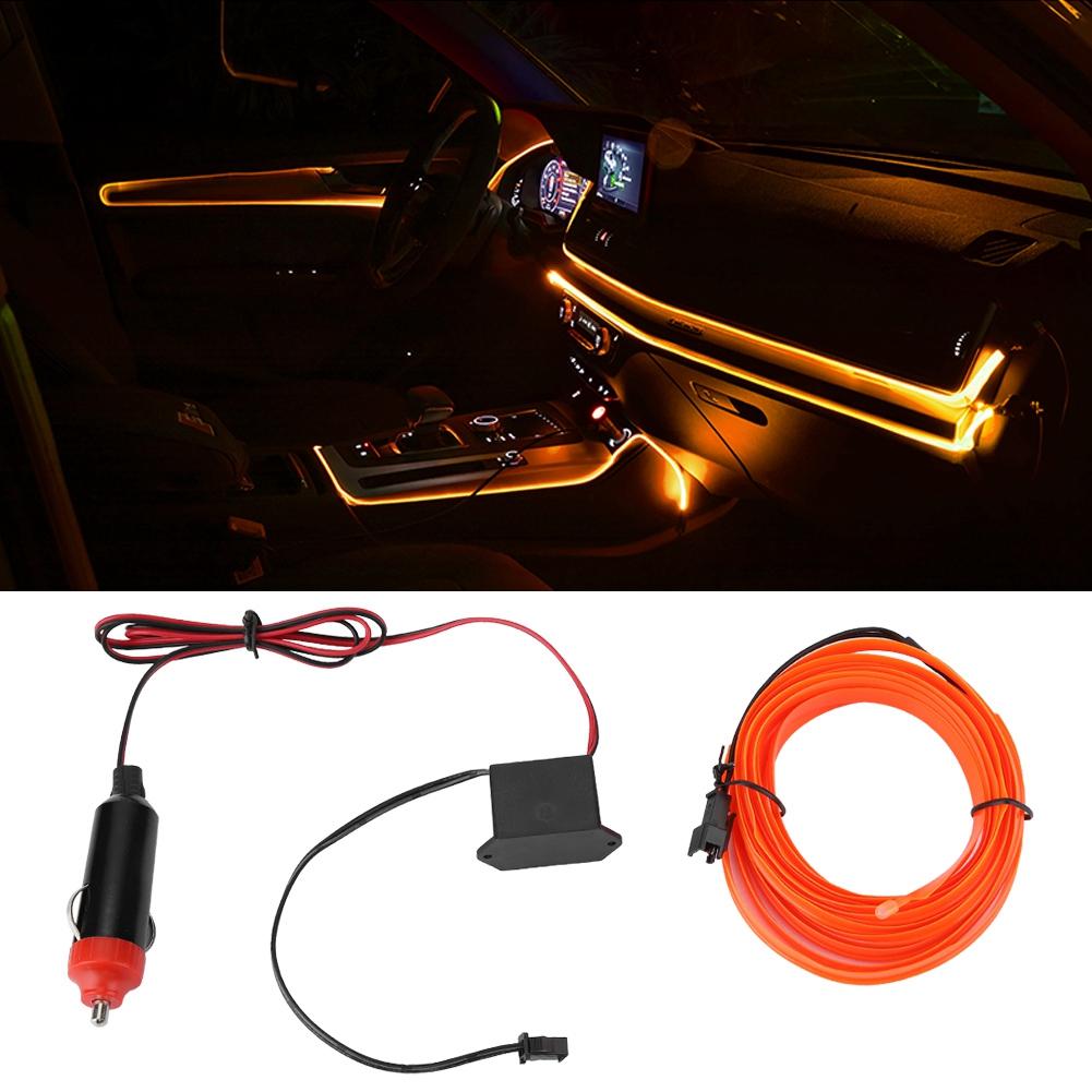 DC 12V Orange Light Glowing Wire Car Vehicle Cold Light   Cigarette Lighter Drive(2 Meters)